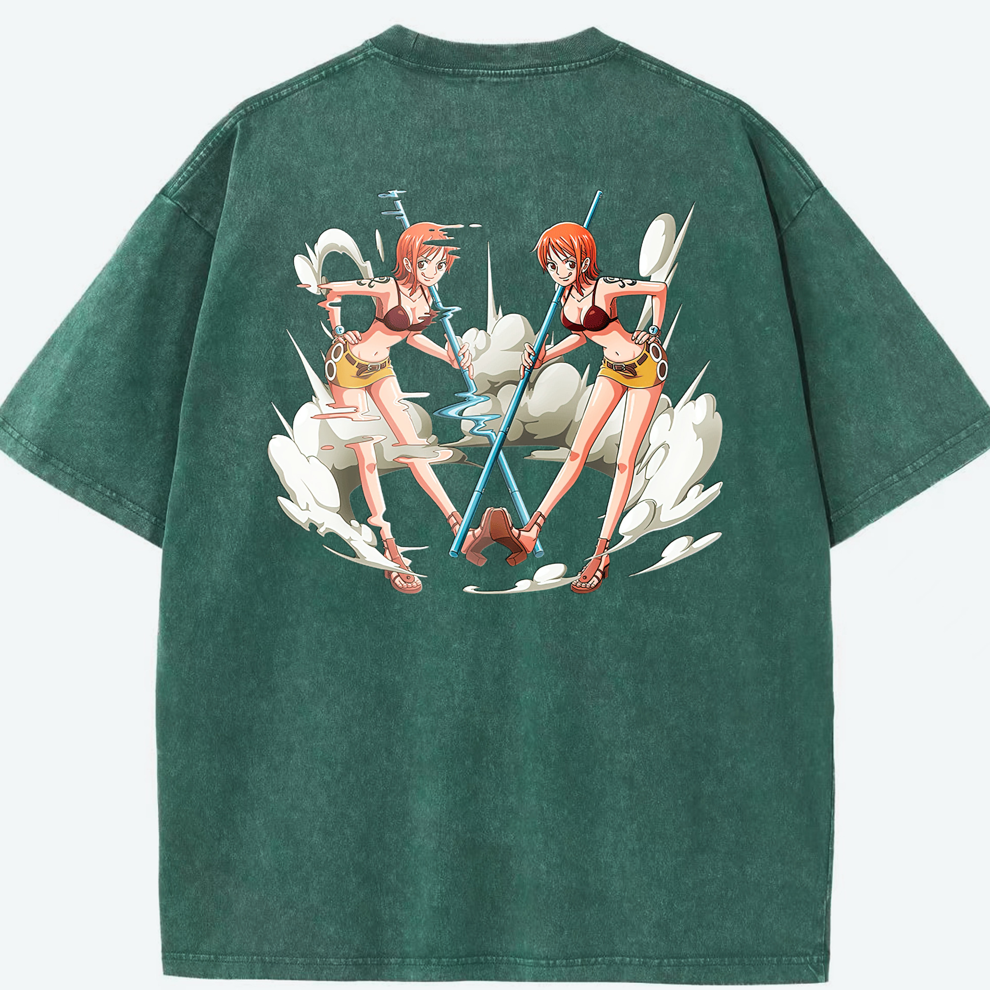 ワンピース ナミ ONE PIECE Nami 綿100% ヴィンテージ風 半袖Tシャツ（背面プリント）